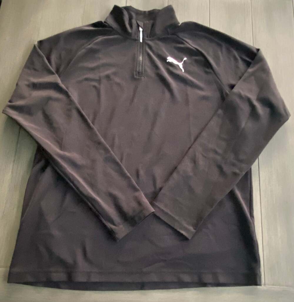 Puma Quarter‑Zip Pullover • Men’s XL • Black • Lightweight Poly Athletic Top